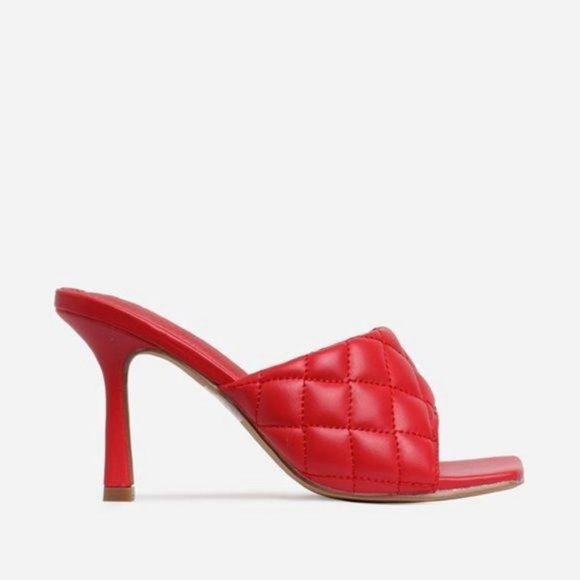 !! NEW !! SQUARE TOE Quilted Mules in Nude - Picture 9 of 9